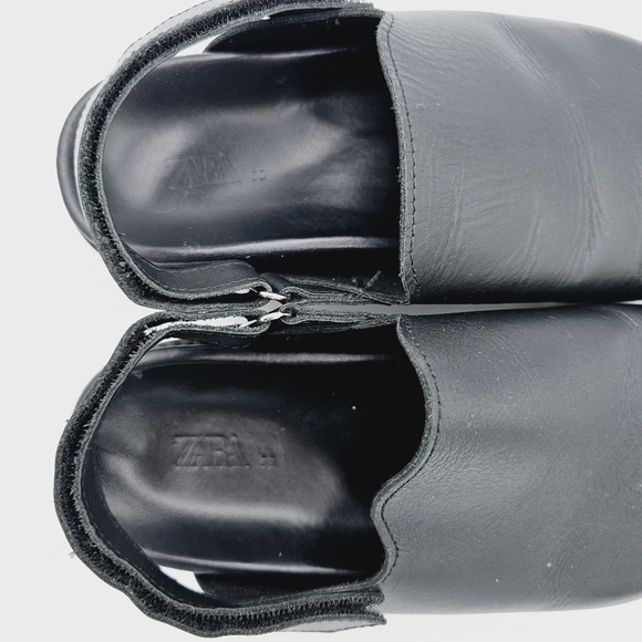 Zara Black Leather Clogs in 100% Cowhide Leather, size 5 - Picture 9 of 13